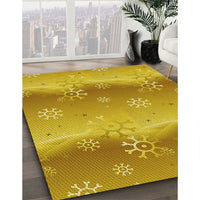 Patterned Deep Yellow Rug, pat3093yw