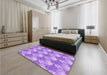 Patterned Bright Lilac Purple Rug in a Bedroom, pat3094pur