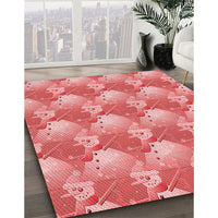 Patterned Light Coral Pink Rug, pat3094rd