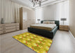 Patterned Yellow Rug in a Bedroom, pat3094yw