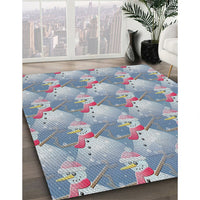 Patterned Mist Blue Novelty Rug, pat3094