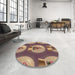 Round Patterned Brown Sand Brown Rug in a Office, pat3095brn