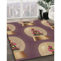 Patterned Brown Sand Brown Rug, pat3095brn