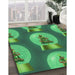 Machine Washable Transitional Medium Forest Green Rug in a Family Room, wshpat3095grn