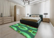 Patterned Medium Forest Green Rug in a Bedroom, pat3095grn