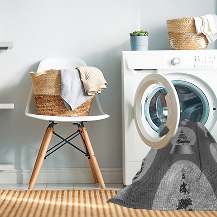 Machine Washable Transitional Dark Gray Rug in a Washing Machine, wshpat3095gry