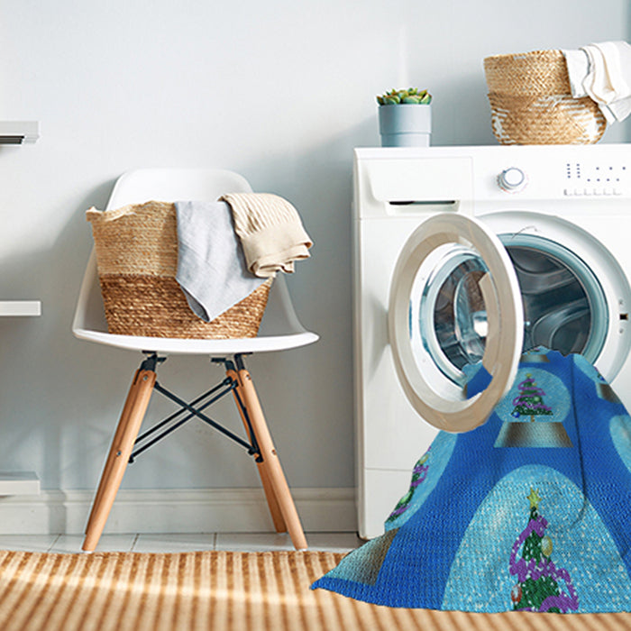 Machine Washable Transitional Blue Rug in a Washing Machine, wshpat3095lblu