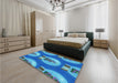 Patterned Blue Rug in a Bedroom, pat3095lblu