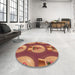 Round Patterned Orange Rug in a Office, pat3095org