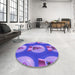 Round Patterned Amethyst Purple Rug in a Office, pat3095pur