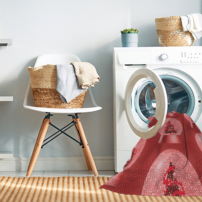 Machine Washable Transitional Red Rug in a Washing Machine, wshpat3095rd