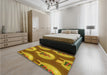 Patterned Yellow Rug in a Bedroom, pat3095yw