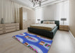 Patterned Sapphire Blue Novelty Rug in a Bedroom, pat3095