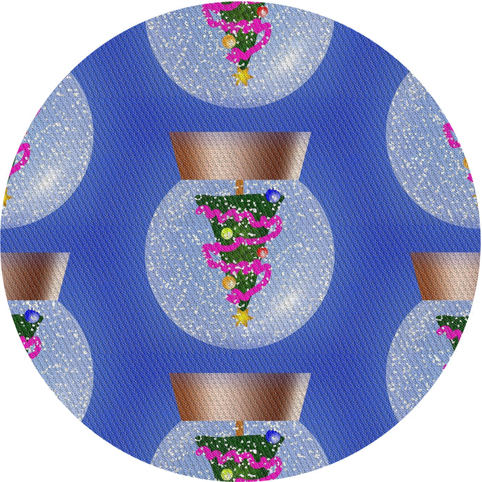 Square Machine Washable Transitional Sapphire Blue Rug, wshpat3095