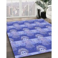 Patterned Denim Blue Rug, pat3096blu