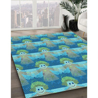 Patterned Glacial Blue Ice Blue Rug, pat3096lblu