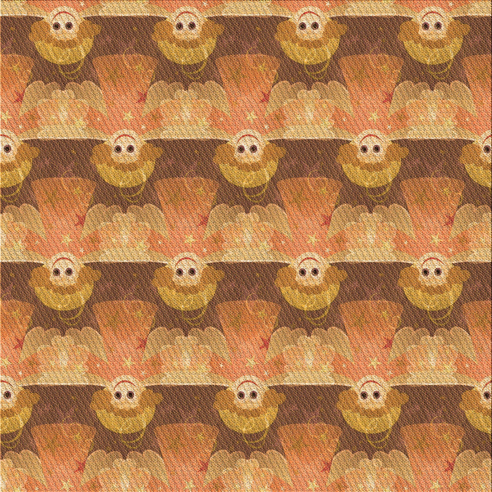 Round Patterned Orange Rug, pat3096org