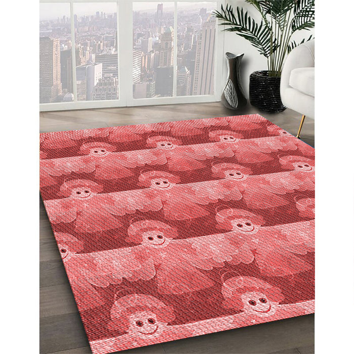 Patterned Red Rug in Family Room, pat3096rd