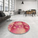 Round Patterned Orange Rug in a Office, pat3097brn