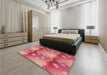 Patterned Orange Rug in a Bedroom, pat3097brn