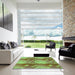 Square Patterned Green Rug in a Living Room, pat3097grn