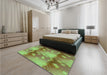 Patterned Green Rug in a Bedroom, pat3097grn