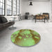 Round Patterned Green Rug in a Office, pat3097grn