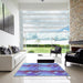 Square Patterned Crystal Blue Rug in a Living Room, pat3097lblu