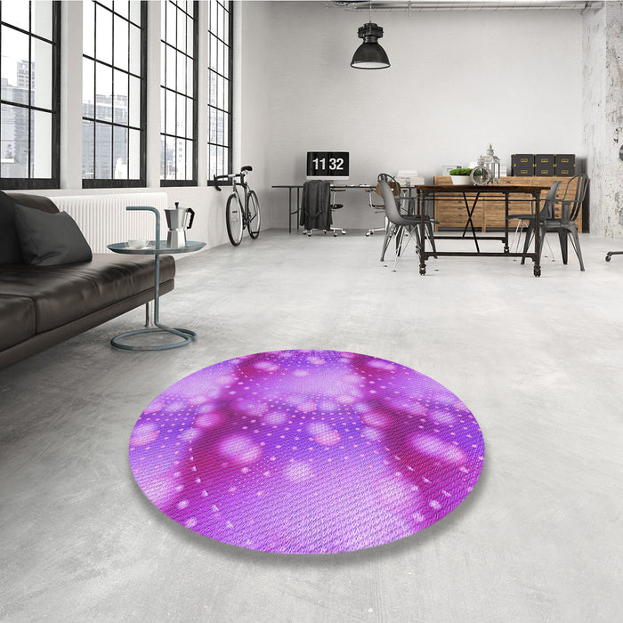 Round Patterned Fuchsia Magenta Purple Rug in a Office, pat3097pur