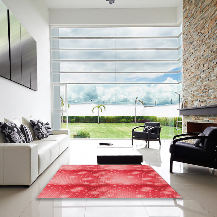 Square Patterned Red Rug in a Living Room, pat3097rd