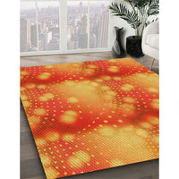 Patterned Neon Red Rug, pat3097yw