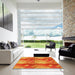 Square Patterned Neon Red Rug in a Living Room, pat3097yw