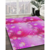 Patterned Deep Pink Modern Rug, pat3097