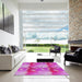 Square Patterned Deep Pink Modern Rug in a Living Room, pat3097