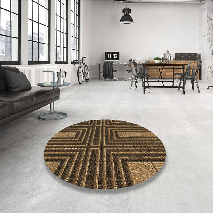 Round Patterned Light Brown Rug in a Office, pat3098brn
