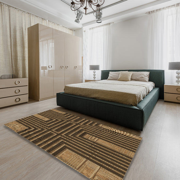 Patterned Light Brown Rug in a Bedroom, pat3098brn