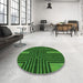 Round Patterned Deep Emerald Green Rug in a Office, pat3098grn