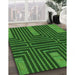 Patterned Deep Emerald Green Rug in Family Room, pat3098grn