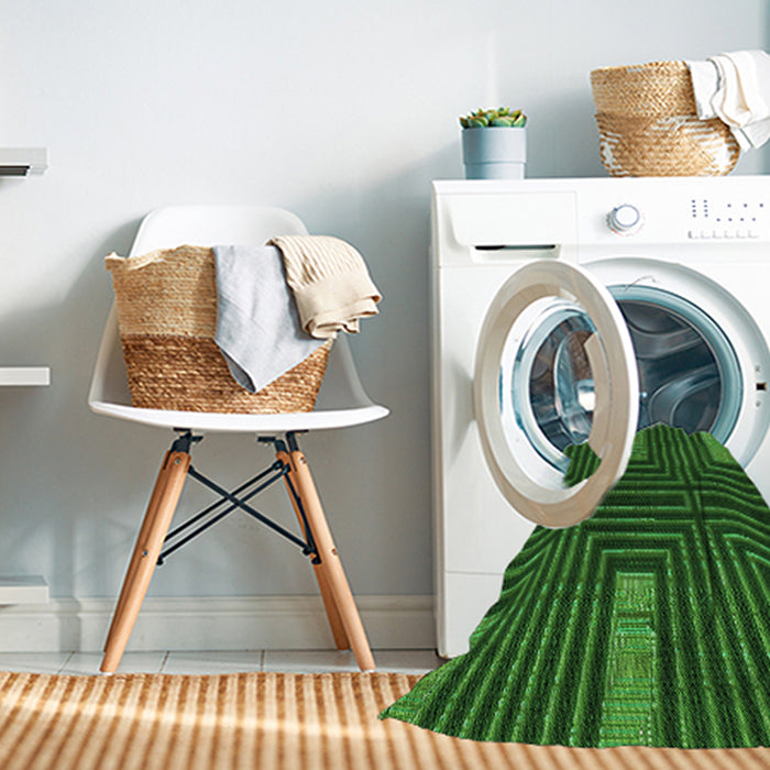 Machine Washable Transitional Deep Emerald Green Rug in a Washing Machine, wshpat3098grn