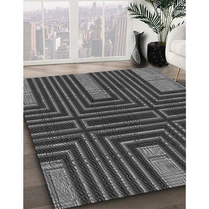 Patterned Gray Rug in Family Room, pat3098gry