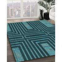 Patterned Deep Teal Green Rug, pat3098lblu