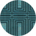 Square Patterned Deep Teal Green Rug, pat3098lblu