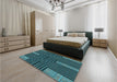 Patterned Deep Teal Green Rug in a Bedroom, pat3098lblu