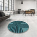 Round Patterned Deep Teal Green Rug in a Office, pat3098lblu