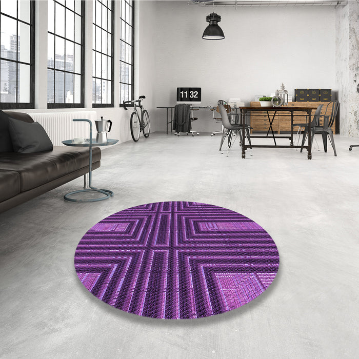 Round Patterned Purple Rug in a Office, pat3098pur