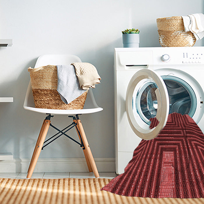 Machine Washable Transitional Red Rug in a Washing Machine, wshpat3098rd
