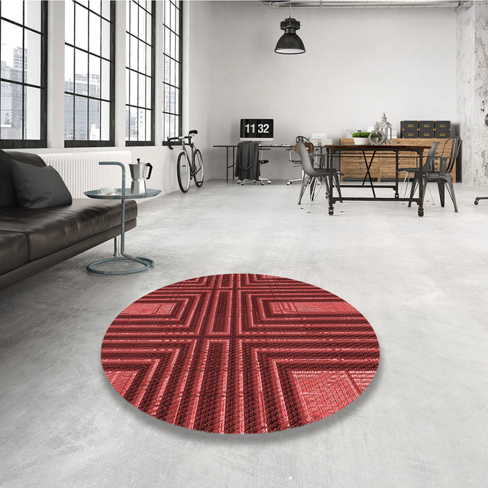 Round Patterned Red Rug in a Office, pat3098rd