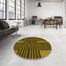 Round Patterned Bakers Brown Rug in a Office, pat3098yw