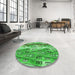 Round Patterned Forest Green Rug in a Office, pat3099grn