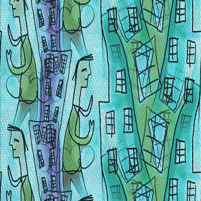 Patterned Teal Green Rug, pat3099lblu